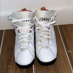 Jordan White and Red High-Top Sneakers